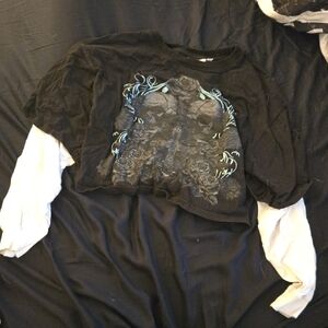 Black Graphic Long Sleeve Shirt